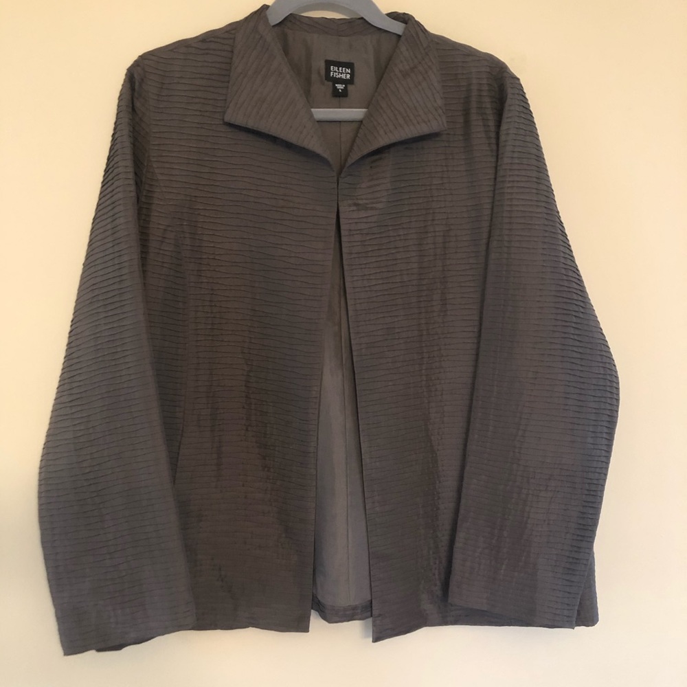 Eileen Fisher Textured Silk Jacket Blazer size L